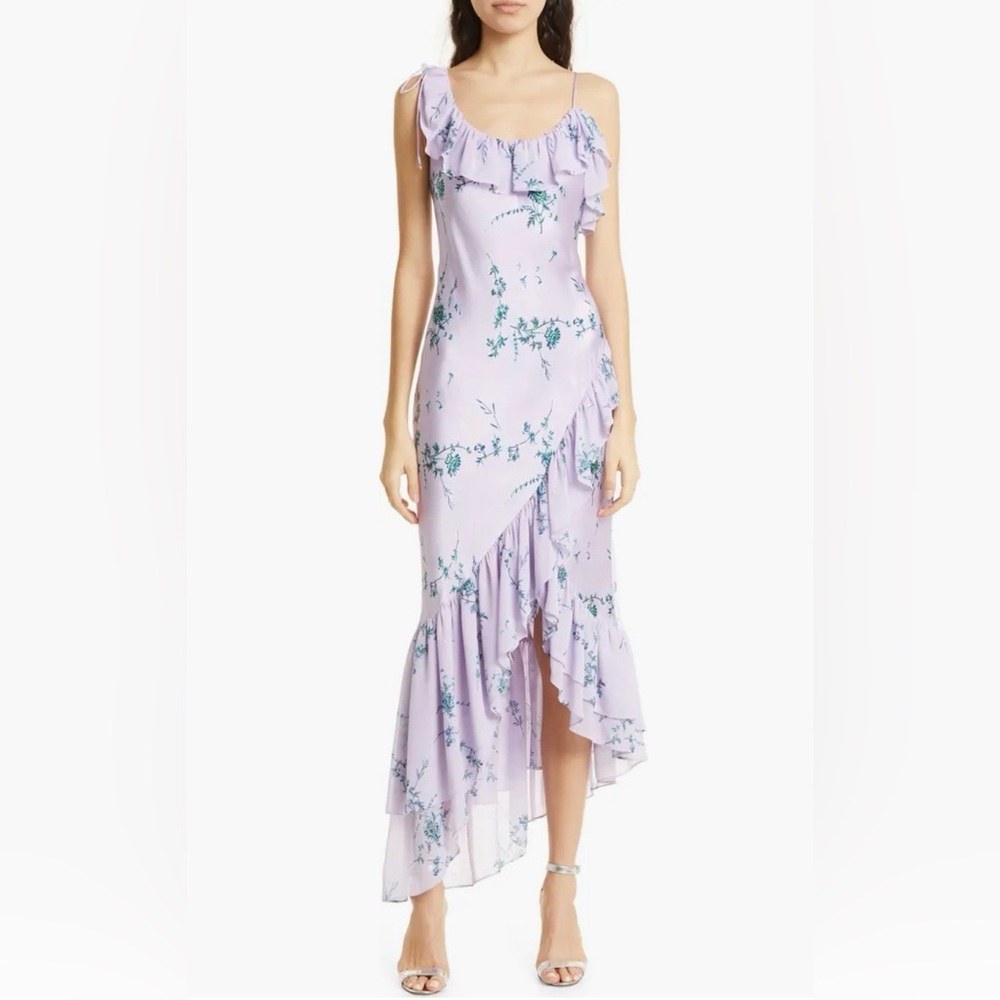 Cinq à Sept purple floral print formal dress size 4